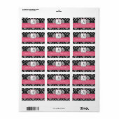 Honeysuckle Roze Damask Monogram Adresetiketten Etiket (Full Sheet)