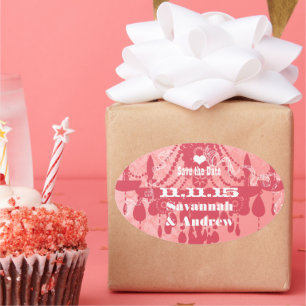 honeysuckle Roze Kies  kleurenluchter Ovale Sticker