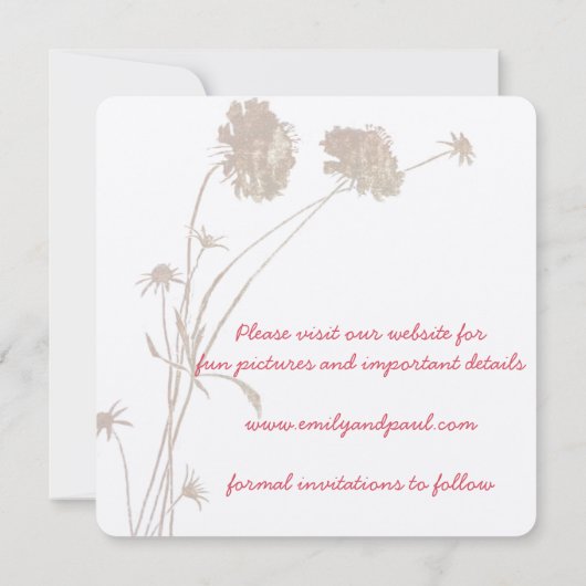 Honeysuckle roze ventiel botanisch sparen de datum save the date (Achterkant)