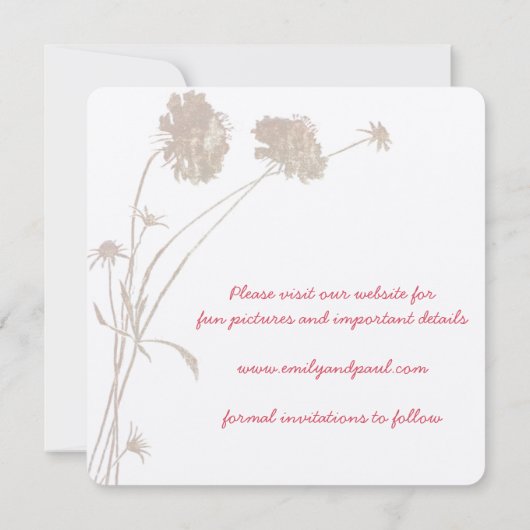 Honeysuckle roze ventiel botanisch sparen de datum save the date (Achterkant)