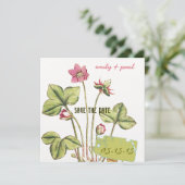 Honeysuckle roze ventiel botanisch sparen de datum save the date (Staand voorkant)