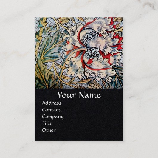 HONEYSUCKLE Roze witte, zwarte Floral Visitekaartje (Voorkant)