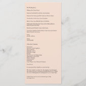Honeysuckle Silver Peony Wedding Program Kaart (Achterkant)
