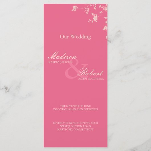 Honeysuckle Silver Peony Wedding Program Kaart (Voorkant)