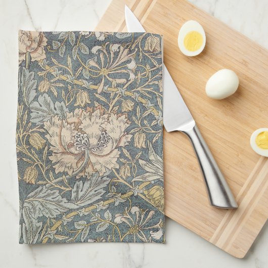 Honeysuckle van William Morris, bloemen Art Theedoek (Quarter Fold)