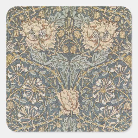 Honeysuckle van William Morris,  bloemen Art Vierkante Sticker (Voorkant)