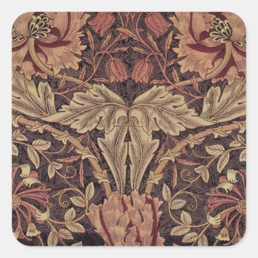 Honeysuckle van William Morris, Garden Flowers Art Vierkante Sticker (Voorkant)