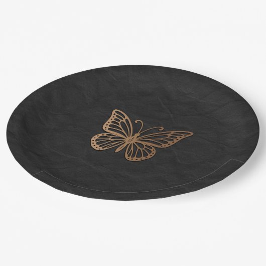 Honeywind Brown Black Boho Butterfly Party Papieren Bordje (Gekanteld)