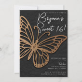 Honeywind Brown Black Boho Vlinder Sweet 16 Kaart (Voorkant)