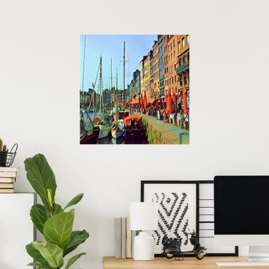 HONFLEUR - docken - uitzicht Poster (Thuiskantoor)
