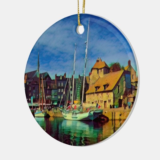 HONFLEUR - docking - oude pier - panorama Keramisch Ornament (Links)