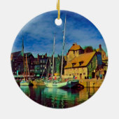 HONFLEUR - docking - oude pier - panorama Keramisch Ornament (Achterkant)