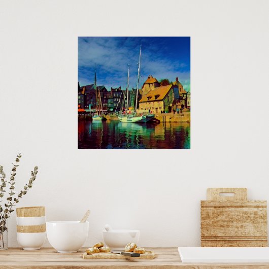 HONFLEUR - docking - oude pier - panorama Poster (Keuken)