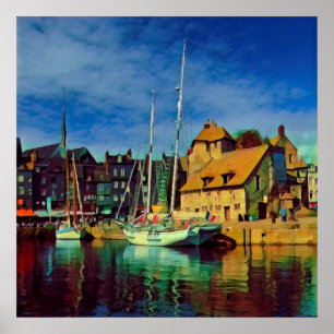 HONFLEUR - docking - oude pier - panorama Poster
