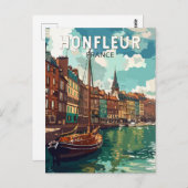 Honfleur France Travel Art Vintage Briefkaart (Voorkant / Achterkant)