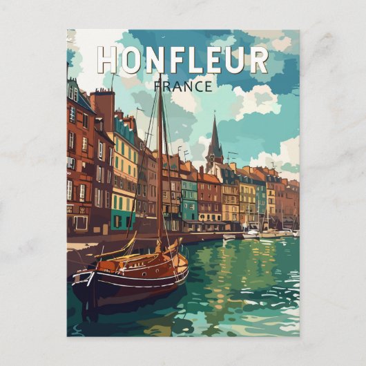 Honfleur France Travel Art Vintage Briefkaart (Voorkant)