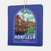Honfleur France Travel Art Vintage Keramisch Ornament (Links)