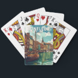 Honfleur France Travel Art Vintage Pokerkaarten<br><div class="desc">Honfleur retro vector reisontwerp. Honfleur is een stad in het departement Calvados in de Franse regio Normandië. Het is aan de monding waar de Seine samenvloeit met het Kanaal.</div>