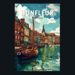 Honfleur France Travel Art Vintage Poster<br><div class="desc">Honfleur retro vector reisontwerp. Honfleur is een stad in het departement Calvados in de Franse regio Normandië. Het is aan de monding waar de Seine samenvloeit met het Kanaal.</div>