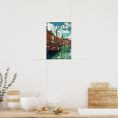 Honfleur Frankrijk Reizen Kunst Vintage Poster (Keuken)