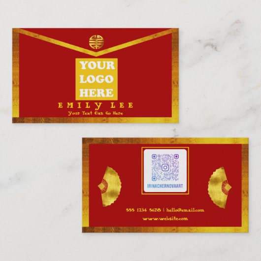 Hong Bao Red Envelope Visitekaartje (Voorkant / Achterkant)