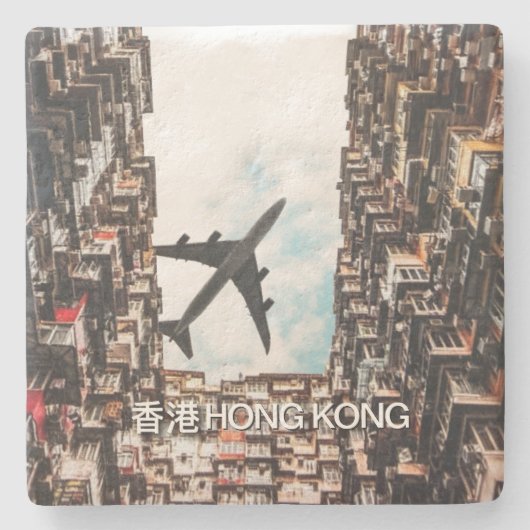 Hong Kong Airplane  Stenen Onderzetter (Voorkant)