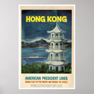 Hong Kong Art American President Lines Reizen Poster