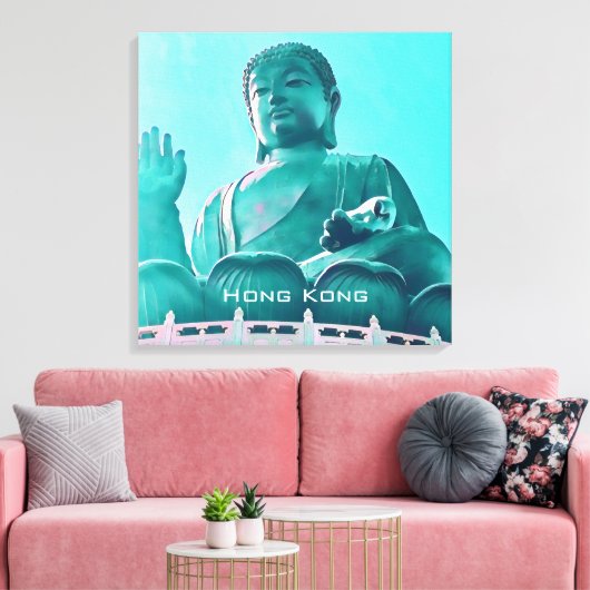Hong Kong Big Buddha Lantau Island - reis Canvas Afdruk (Insitu (Woonkamer))