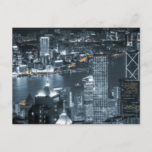 Hong Kong bij nacht Briefkaart (Voorkant)
