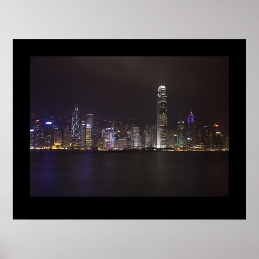 Hong Kong bij nacht Poster (Voorkant)
