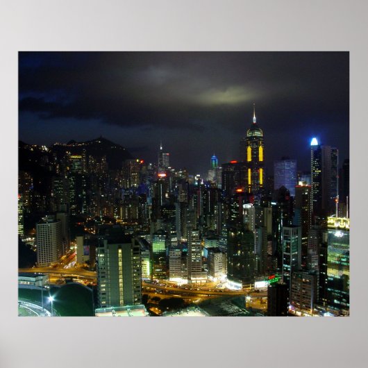 Hong Kong bij nacht Poster (Voorkant)