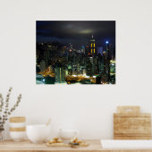 Hong Kong bij nacht Poster (Keuken)