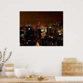 Hong Kong bij nacht Poster (Keuken)