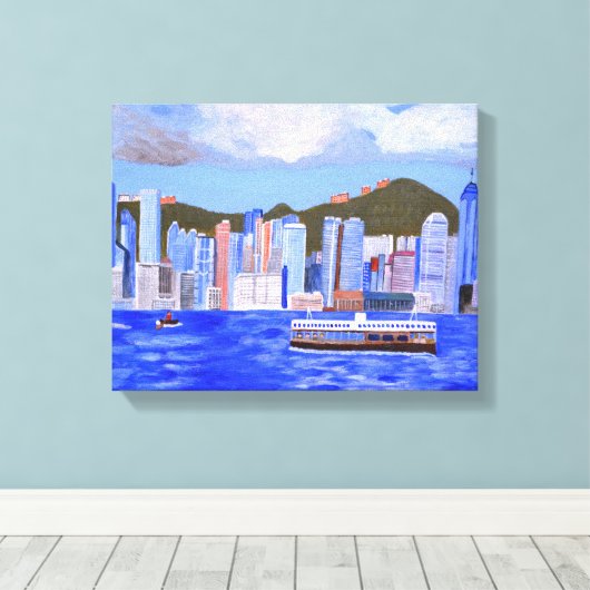 Hong Kong Canvas Print (Insitu (Houten vloer))