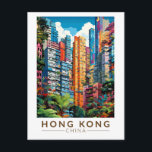 Hong Kong China Apartments Reis Kunst Vintage Briefkaart<br><div class="desc">Hong Kong retro vector reisontwerp. Een mix van oost en west: Hong Kong heeft een boeiende mix van Chinese en Westerne invloeden.</div>