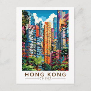 Hong Kong China Apartments Reis Kunst Vintage Briefkaart