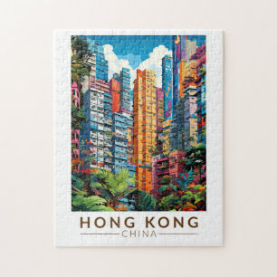 Hong Kong China Apartments Reis Kunst Vintage Legpuzzel