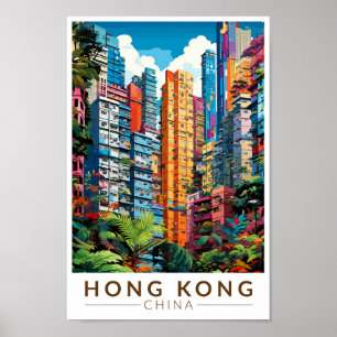 Hong Kong China Apartments Reis Kunst Vintage Poster