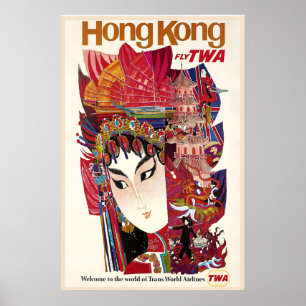 Hong Kong China Azië Vintage Reisposter Poster