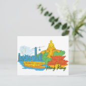 Hong Kong, China beroemde stad Briefkaart (Staand voorkant)
