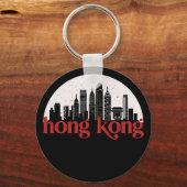 Hong Kong China City Skyline Cityscape Sleutelhanger (Voorkant)
