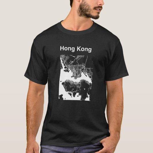 Hong Kong China Classic City Map Graphic T-shirt (Voorkant)