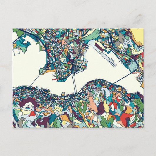 Hong Kong, China Map Briefkaart (Voorkant)