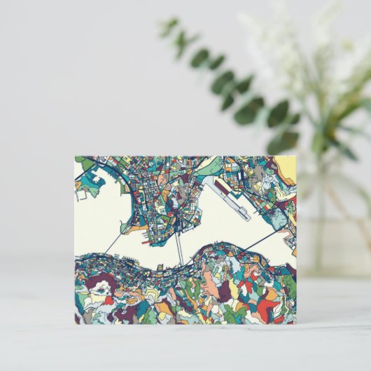 Hong Kong, China Map Briefkaart (Staand voorkant)