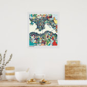 Hong Kong, China Map Poster (Keuken)