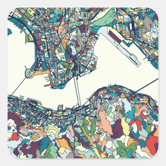Hong Kong, China Map Vierkante Sticker (Voorkant)