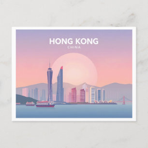 Hong Kong China Pastel Travel Design Briefkaart