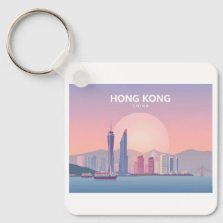 Hong Kong China Pastel Travel Design Sleutelhanger