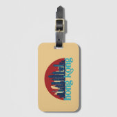 Hong Kong China Retro City Skyline Cityscape Art Bagagelabel (Voorkant (verticaal))