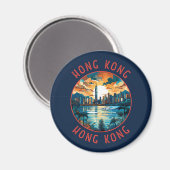Hong Kong China Retro Noodlijdende Cirkel Magneet (Voorkant / Achterkant)